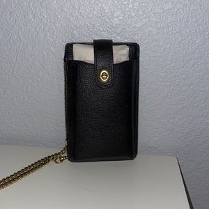 Coach black phone, card and coin holder.